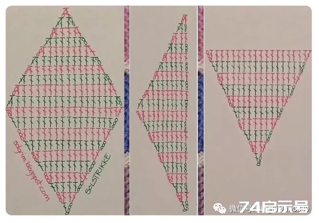 「钩编图解」百变的菱形图案，怎么拼都好看