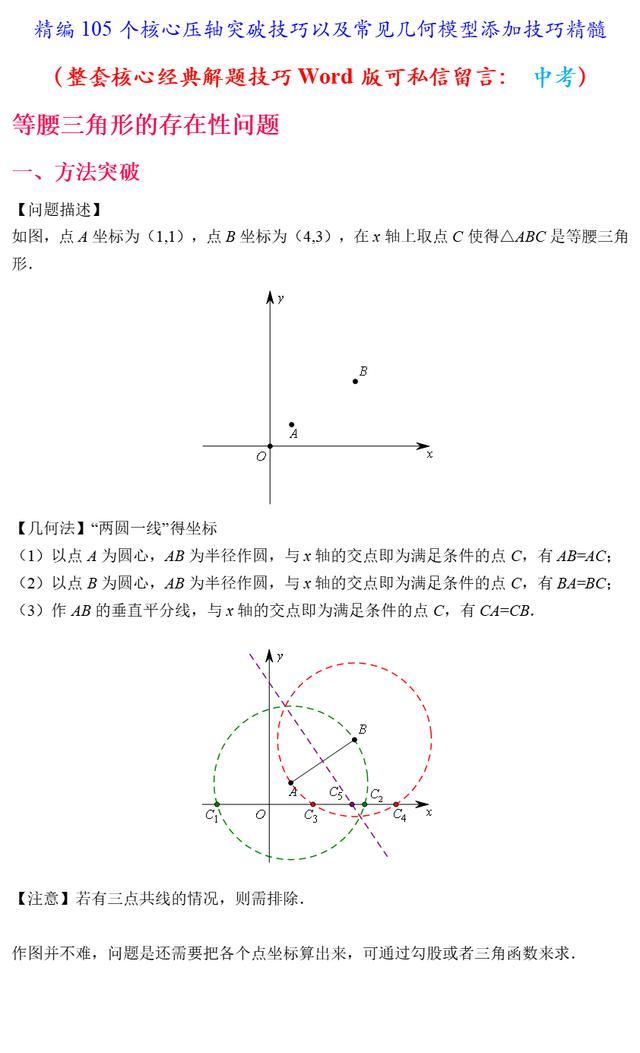 精编105个核心压轴突破技巧及中考数学常见几何模型添加技巧精髓