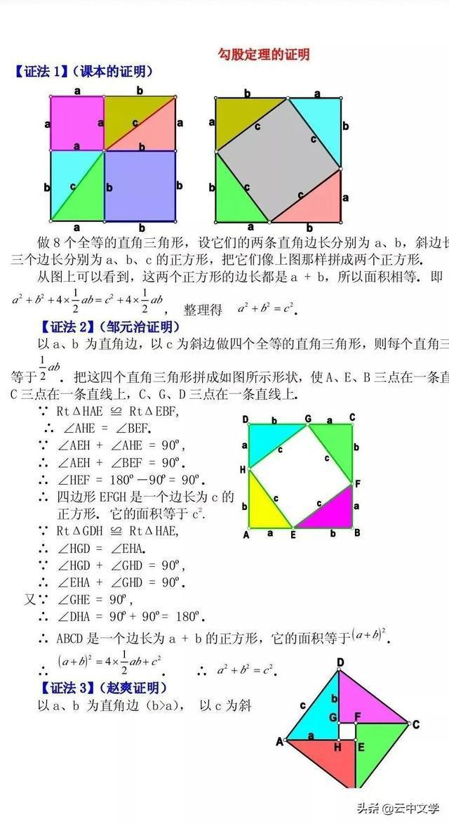 初中勾股定理16种证明方法，超级有用，一定要存好