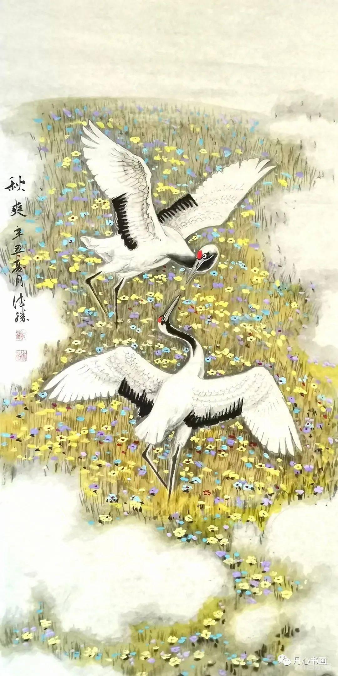 清丽脱俗，鹤舞翩跹｜画家纪德胜鹤画作品欣赏