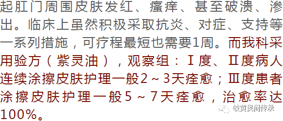 4味药外敷治疗肛门湿疹，治愈率100%——验方（紫灵油）在肛门术后的护理研究